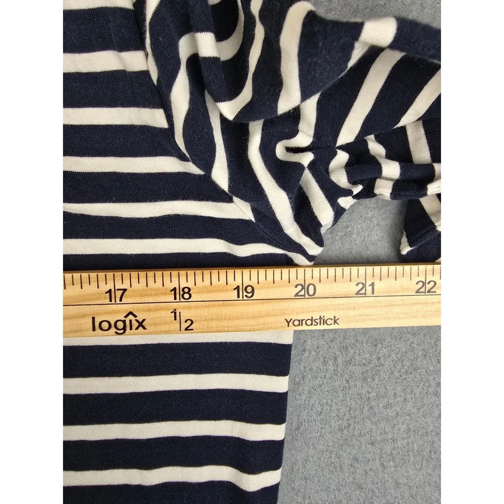 Kule T-Shirt Womens Medium Navy Cream Striped Long Sleeve Nautical Preppy Tee